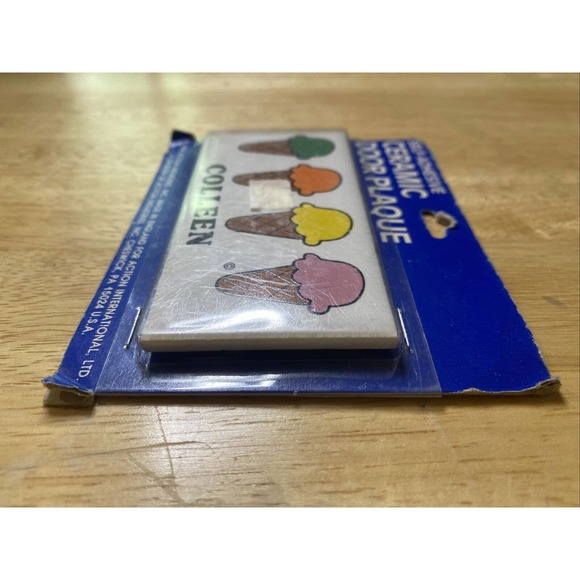 Vintage Retro Dead Stock COLLEEN With Ice Cream Ceramic Name Wall Plaque Sign - Picture 5 of 12